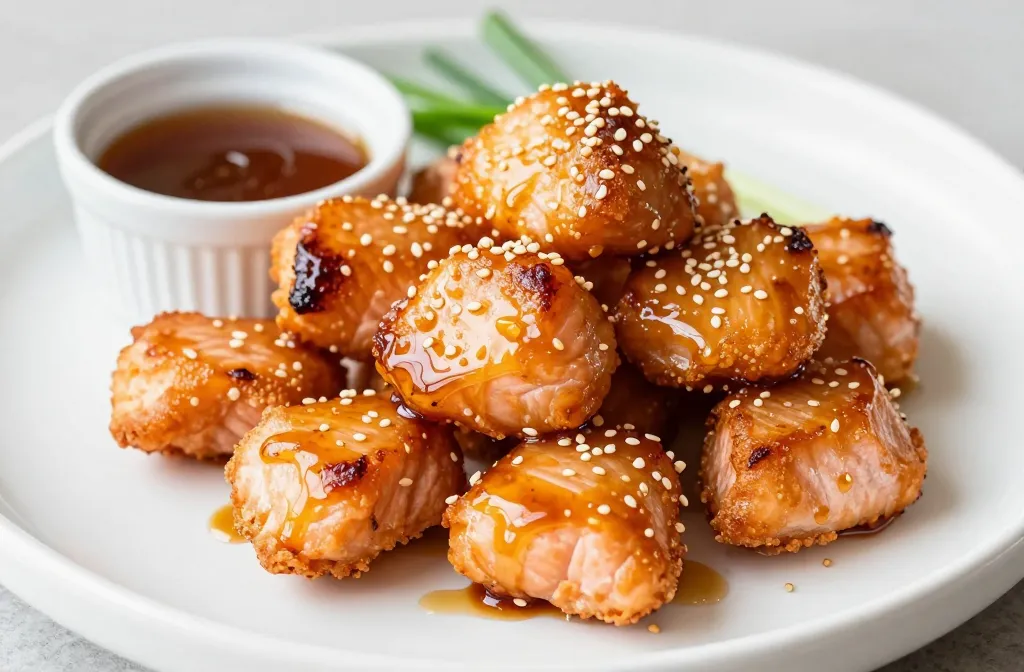 Air Fryer Sticky Salmon Bites (Soy Glaze)