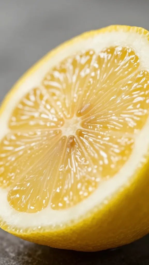 closeup of lemon wedge angled toward one salmon bite, crisp edges